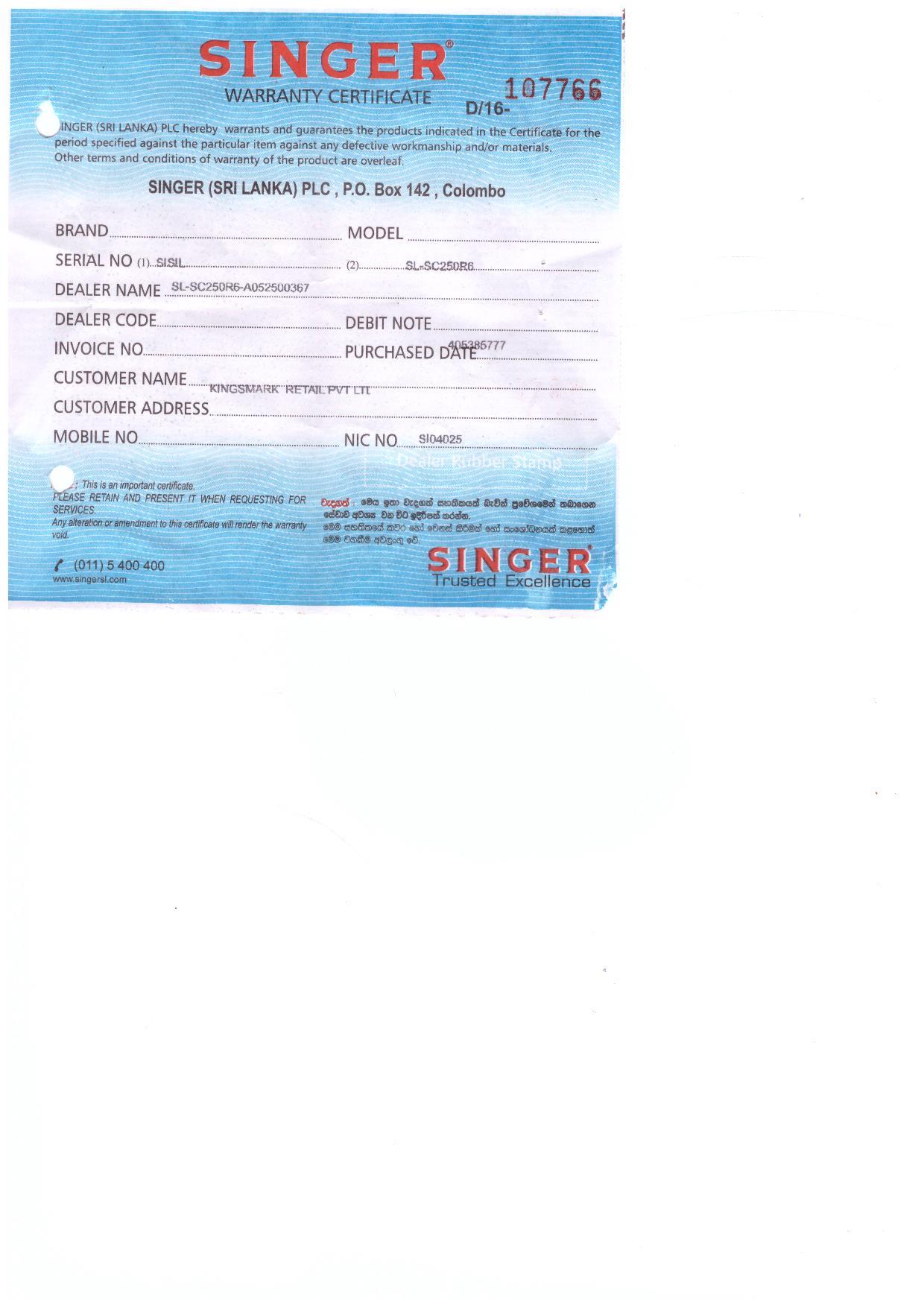 Warranty Front