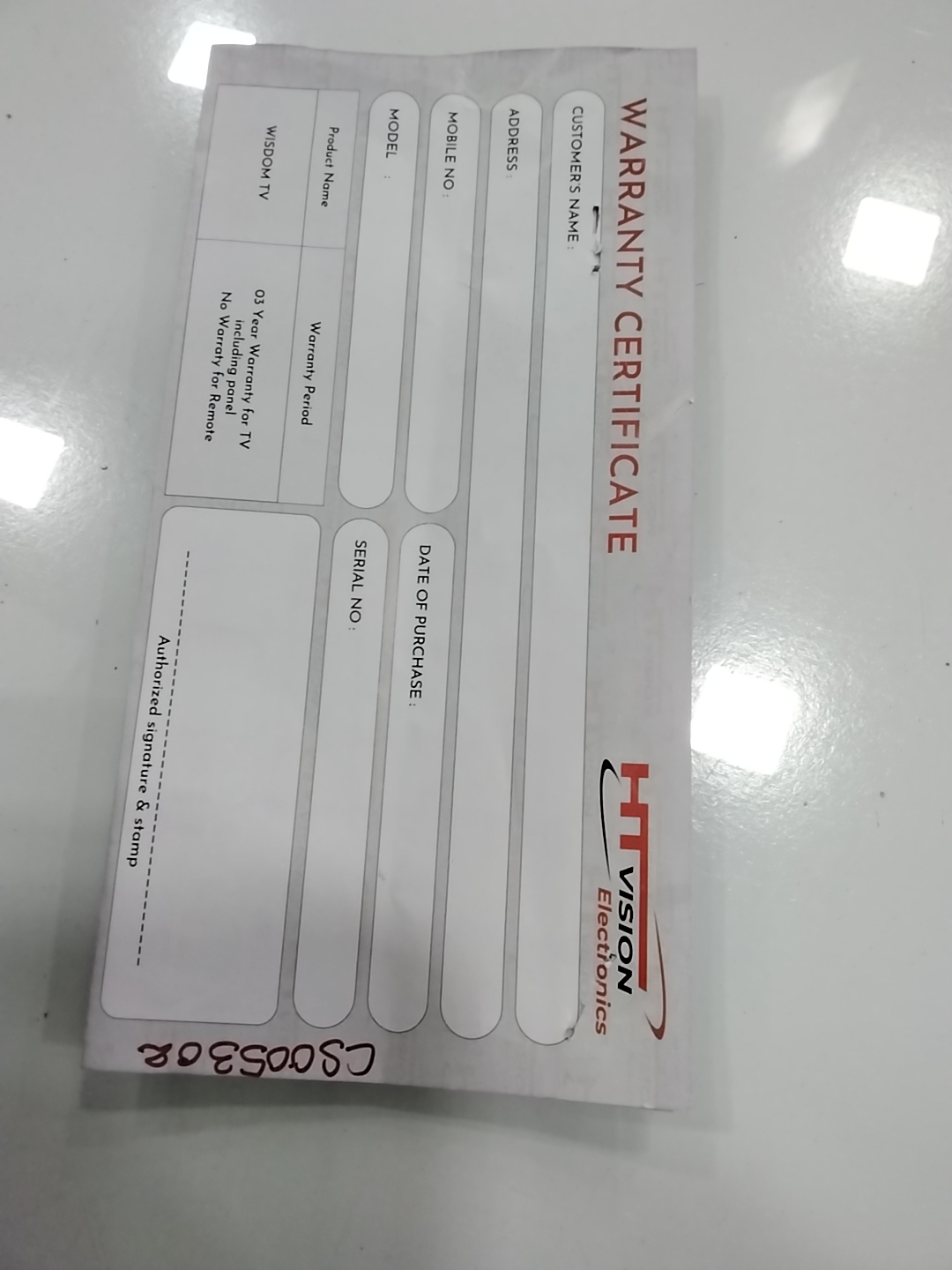 Warranty Front
