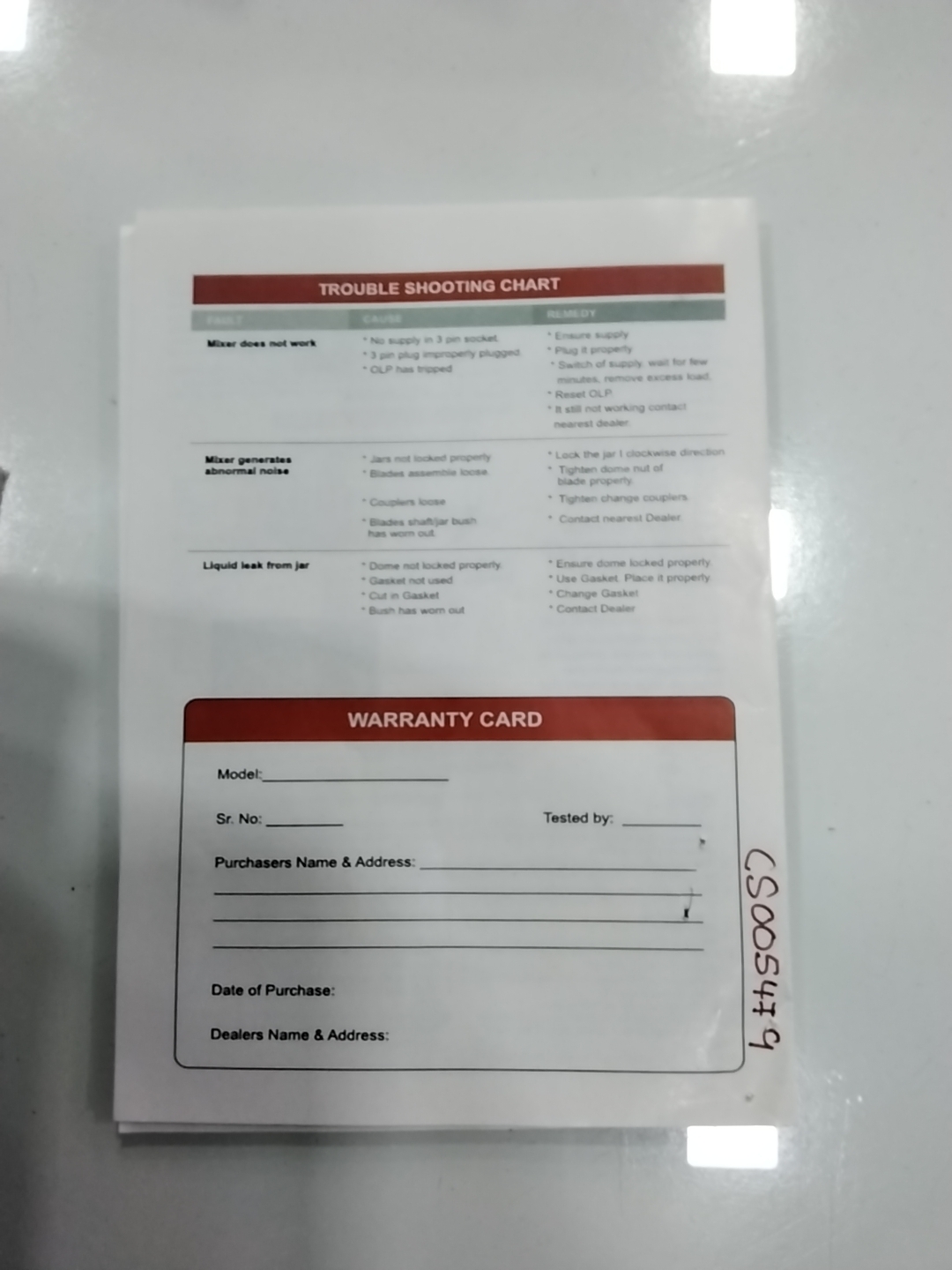 Warranty Front
