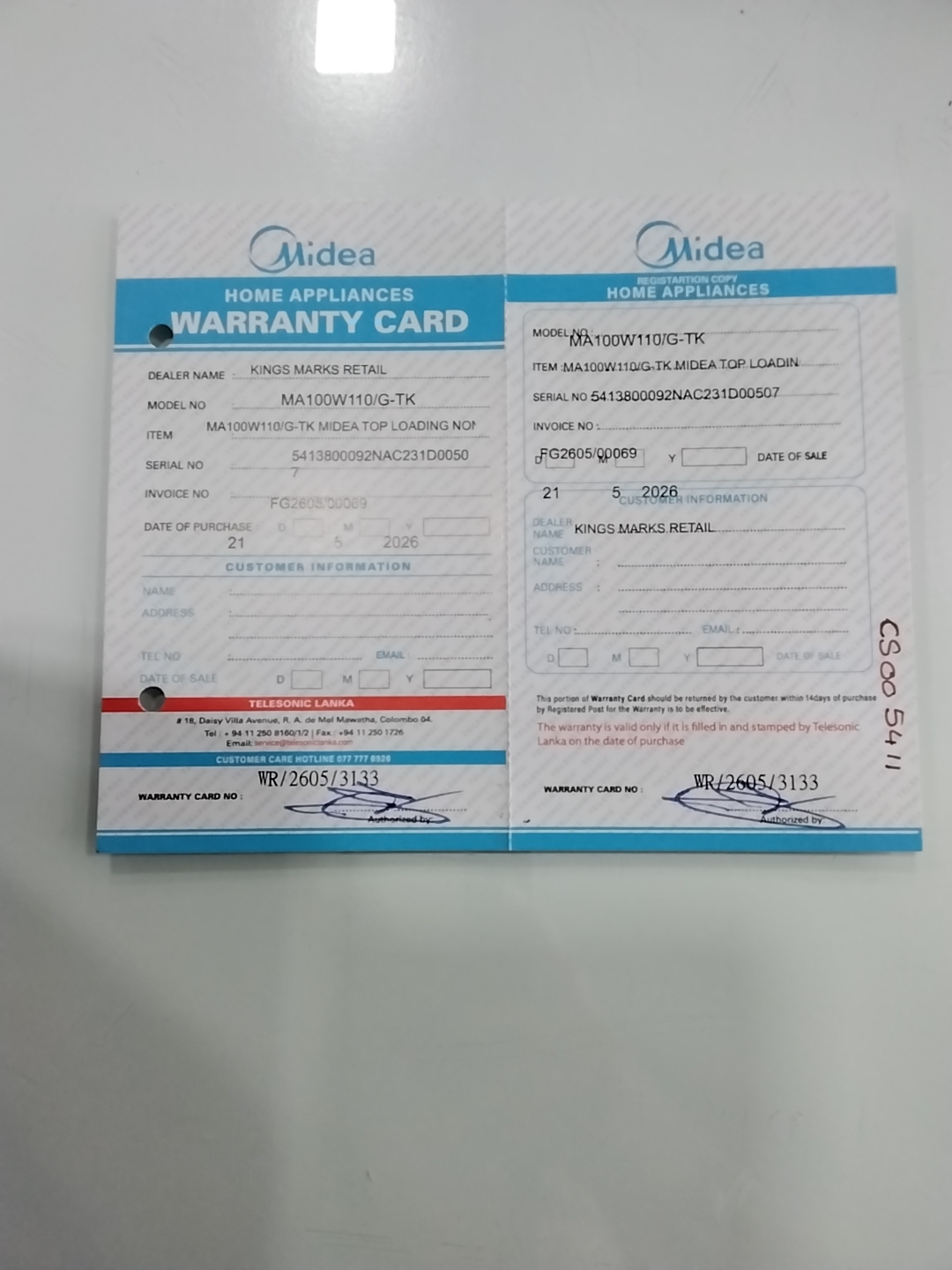 Warranty Front