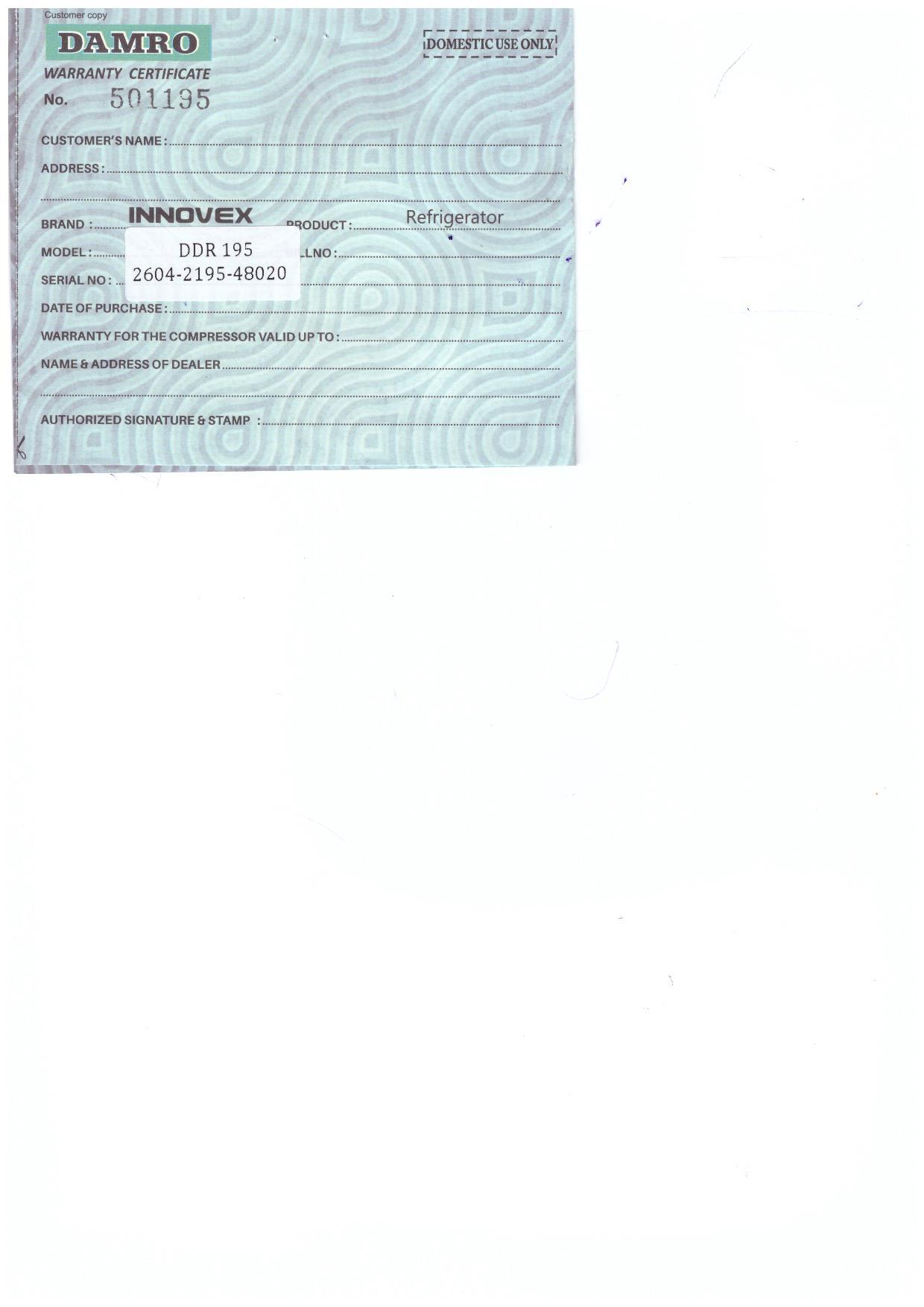 Warranty Front