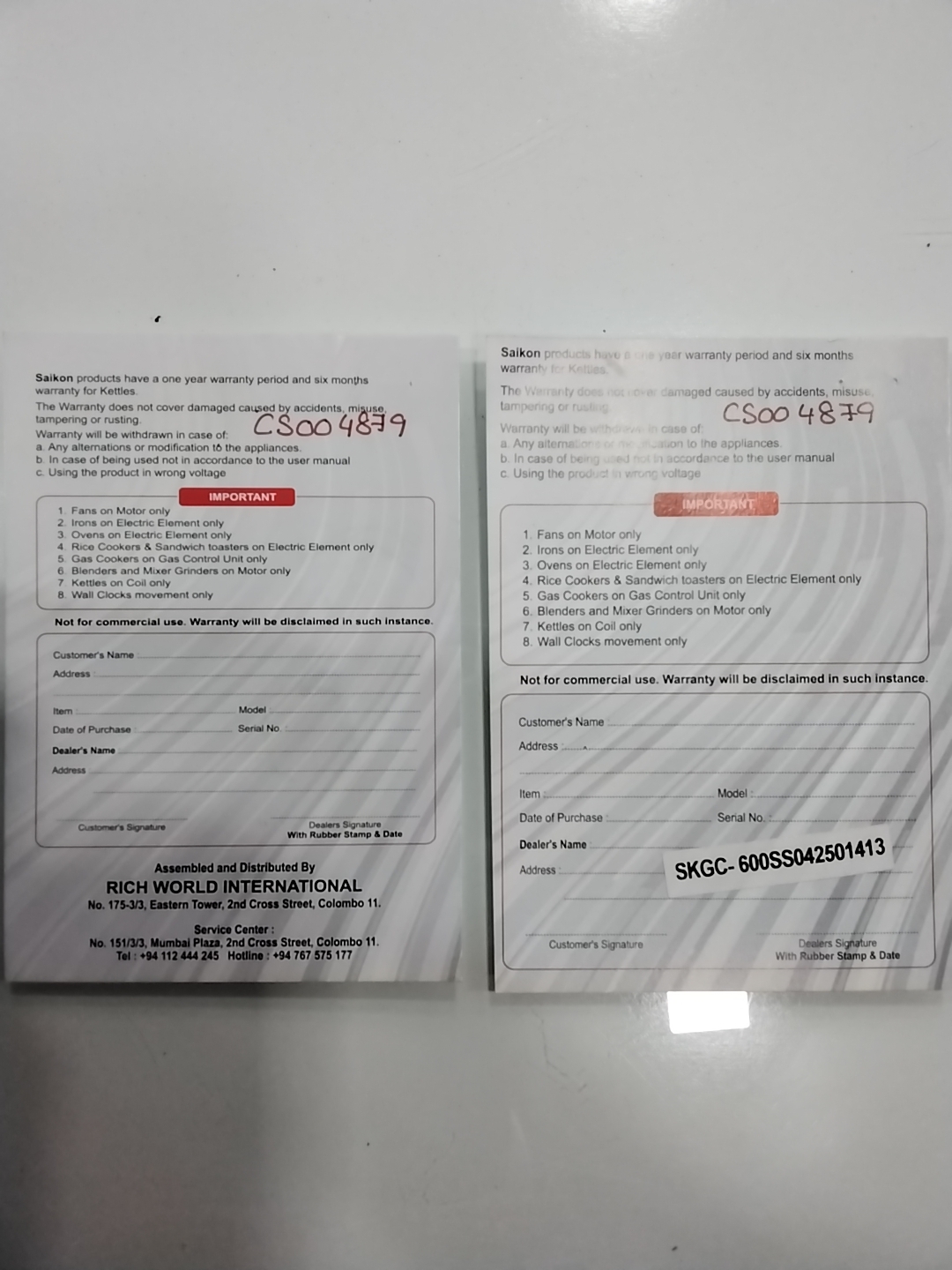Warranty Front