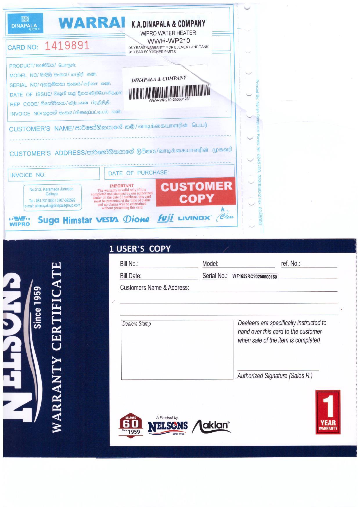 Warranty Front