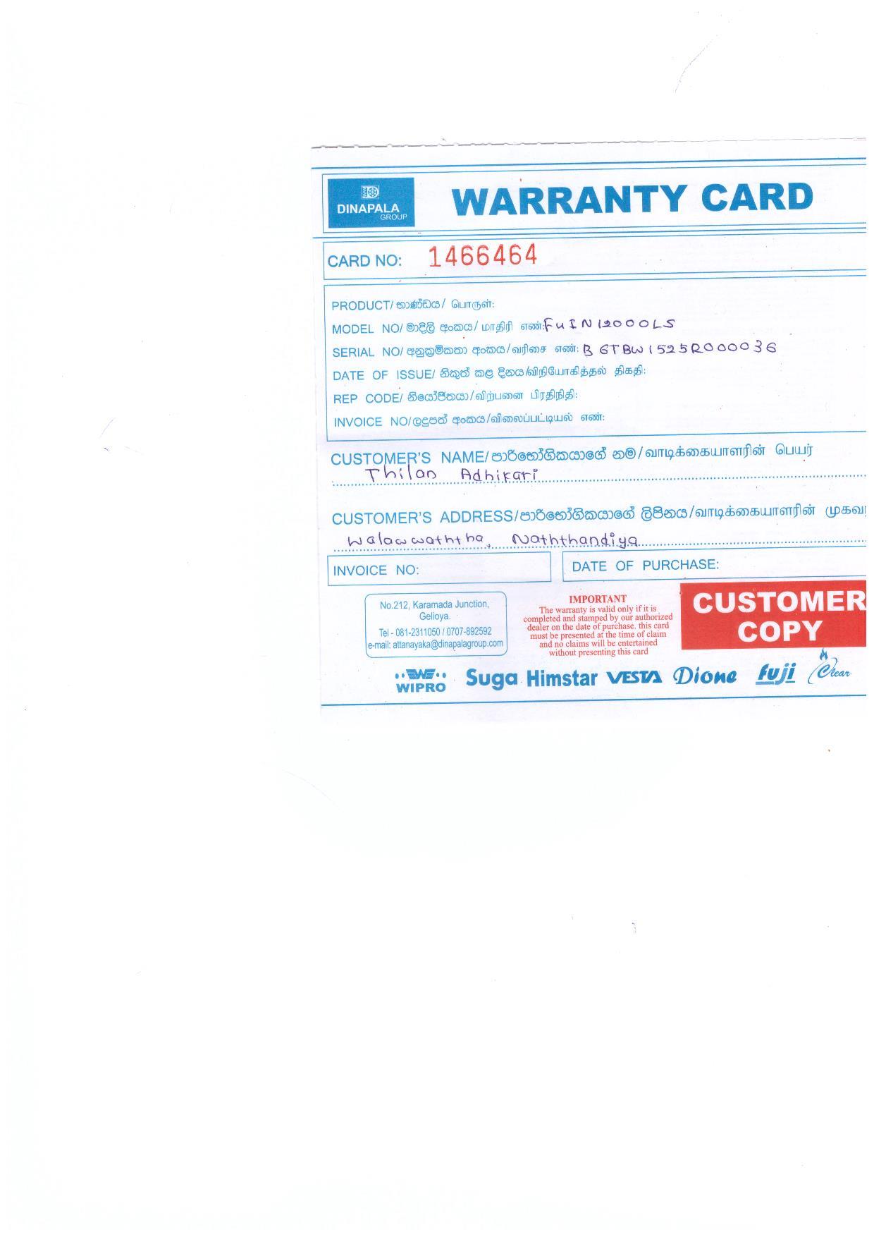 Warranty Front