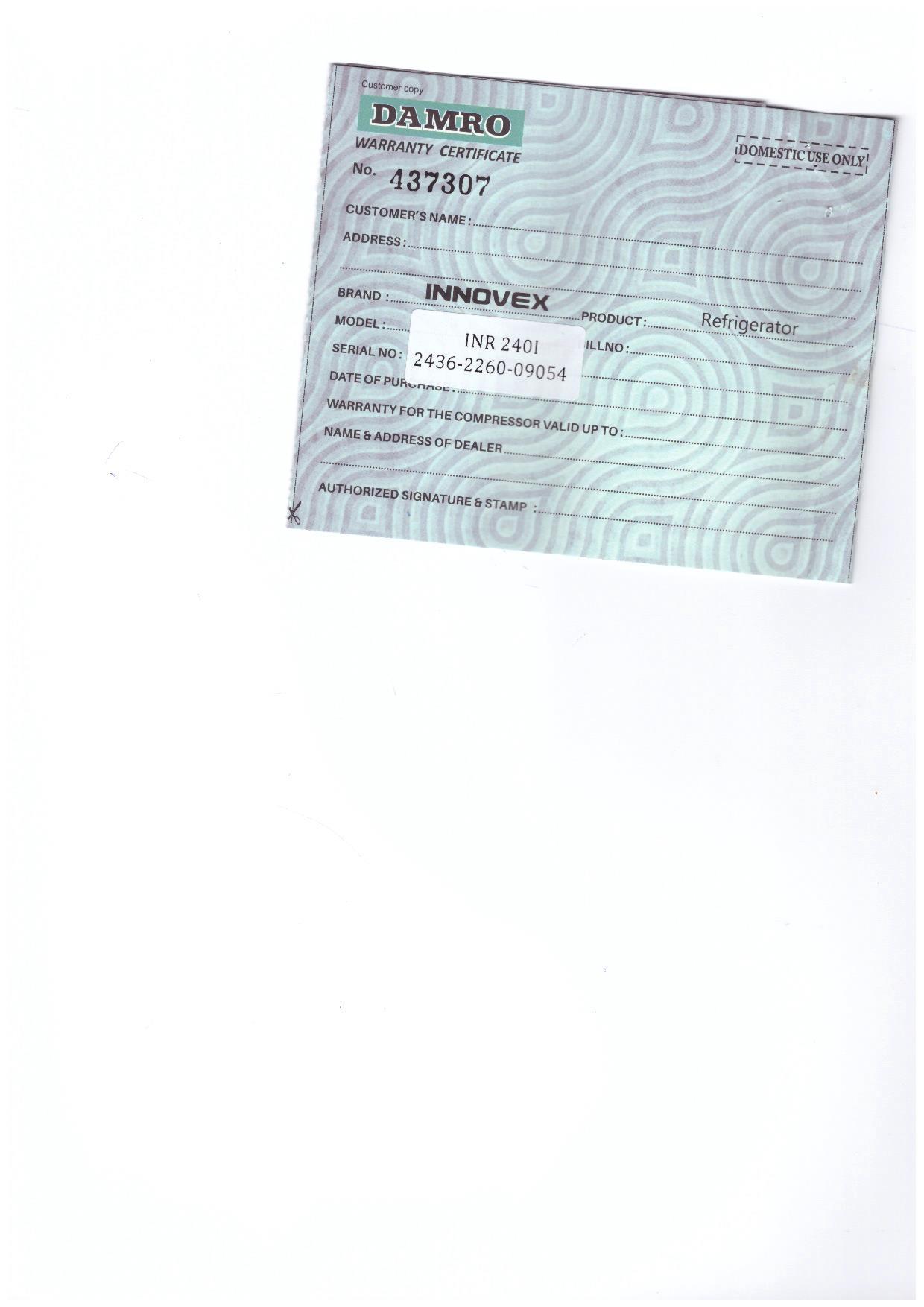 Warranty Front