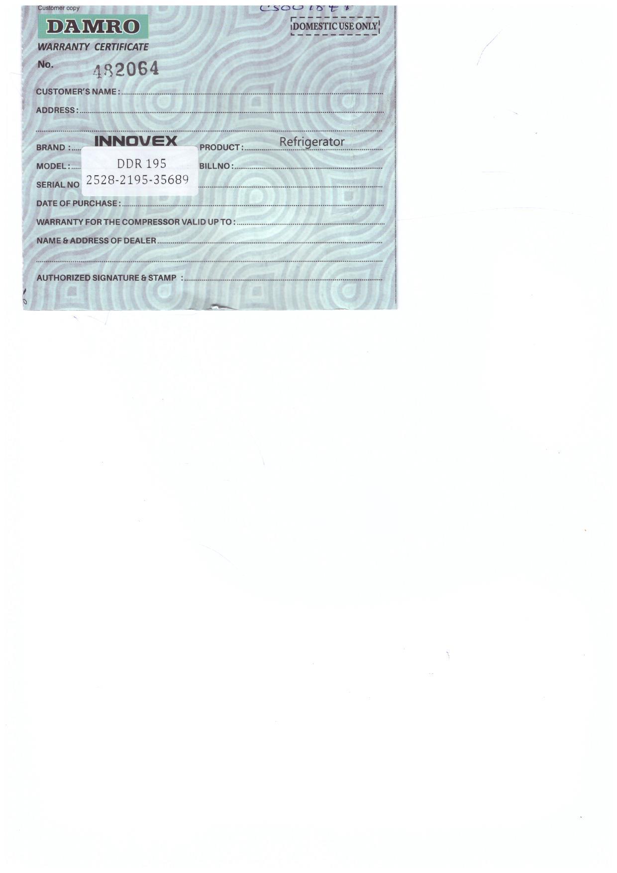 Warranty Front
