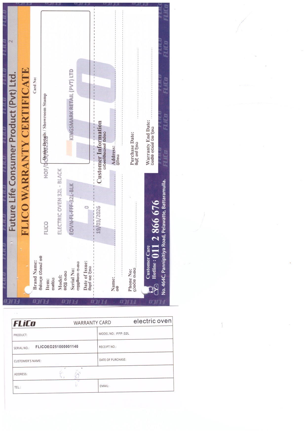 Warranty Front