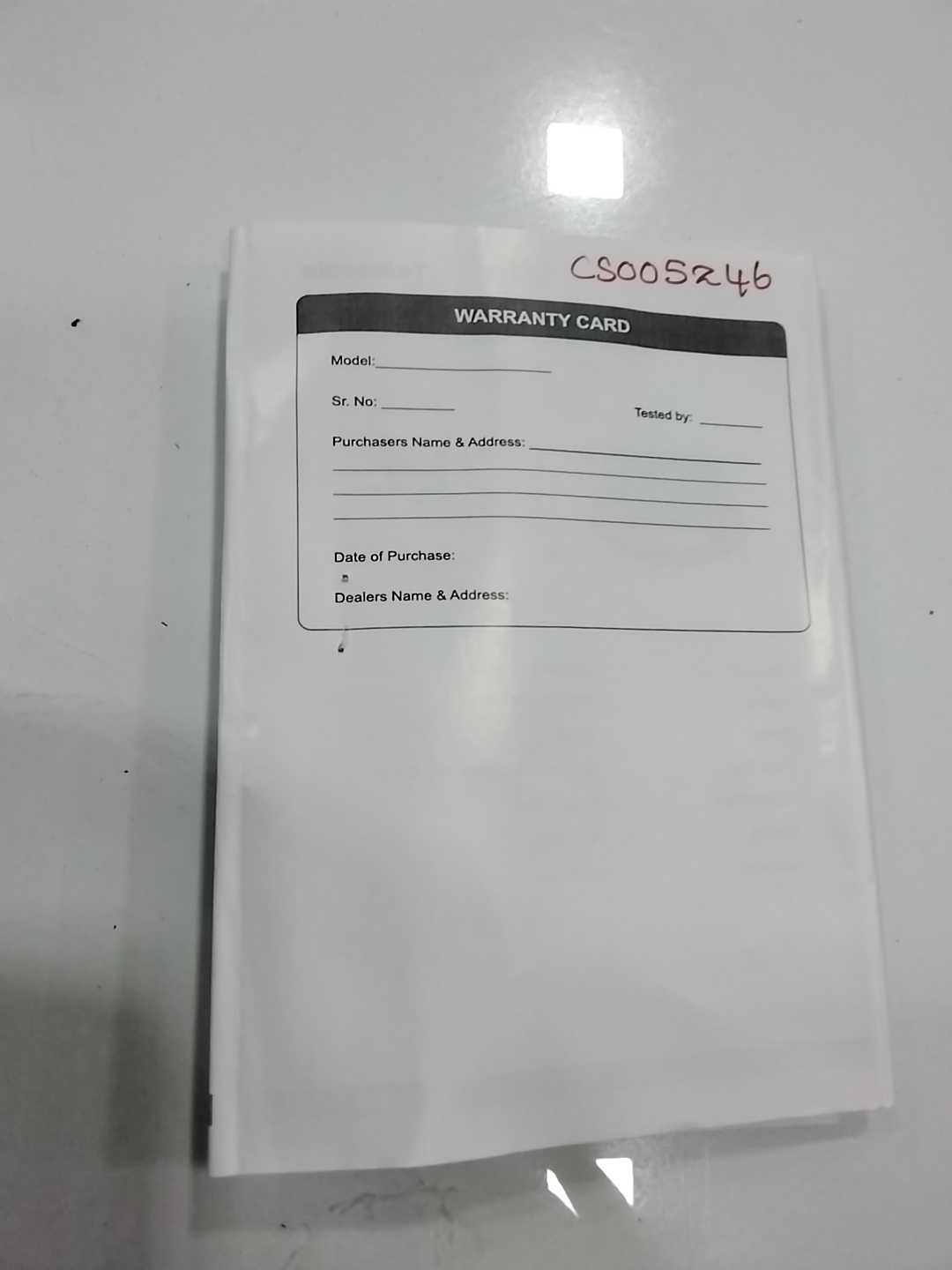 Warranty Front