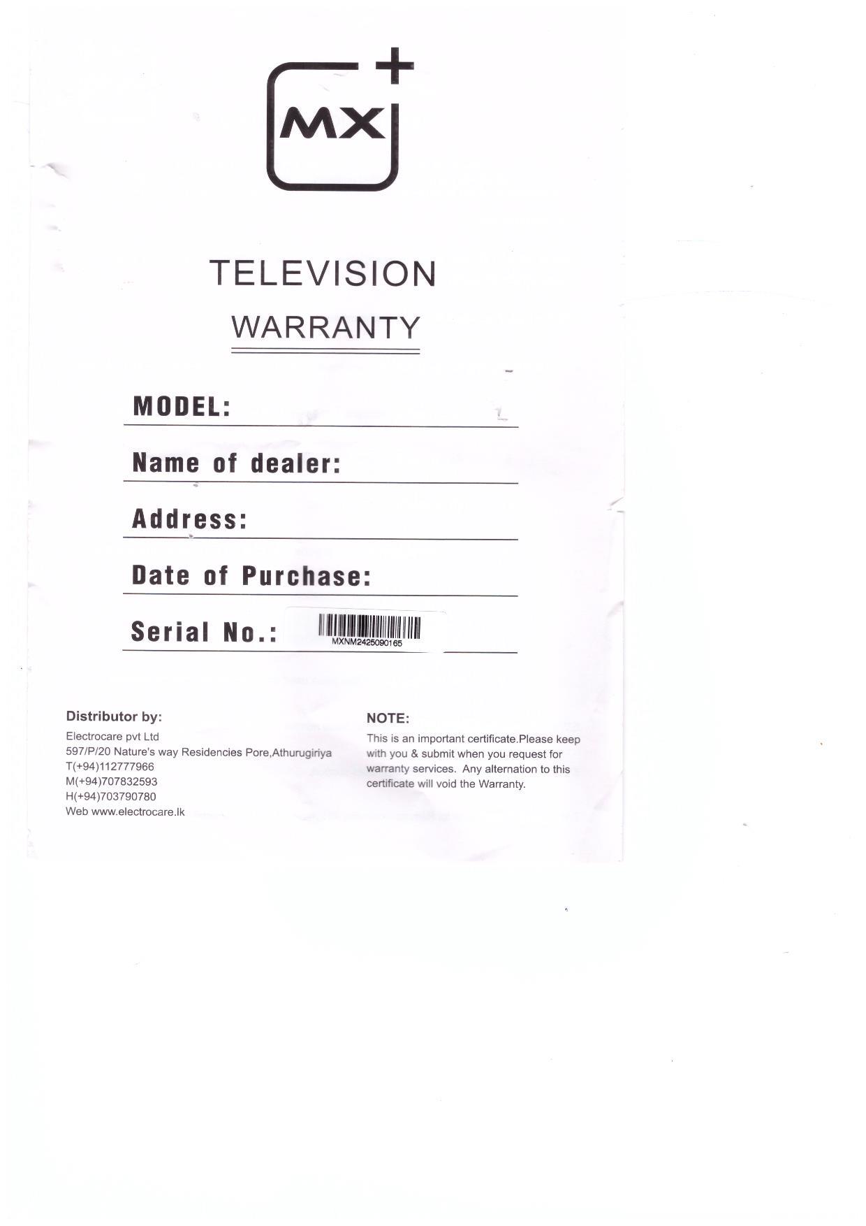 Warranty Front