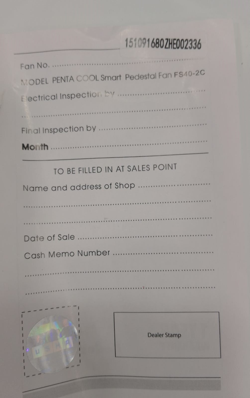 Warranty Front
