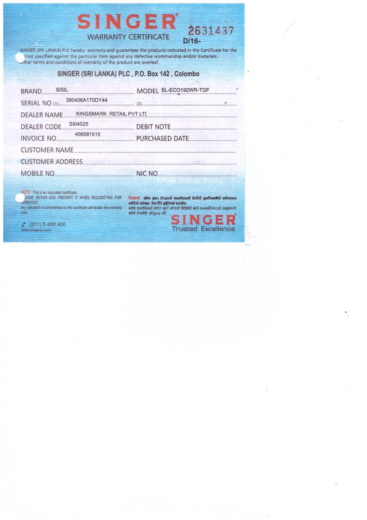Warranty Front
