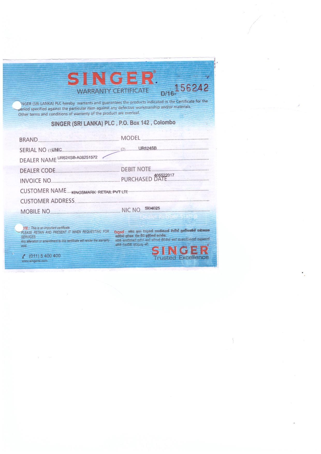Warranty Front