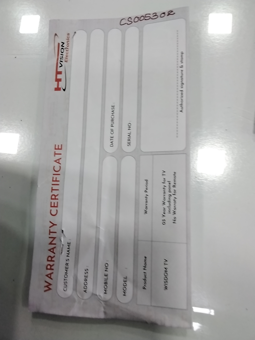 Warranty Front