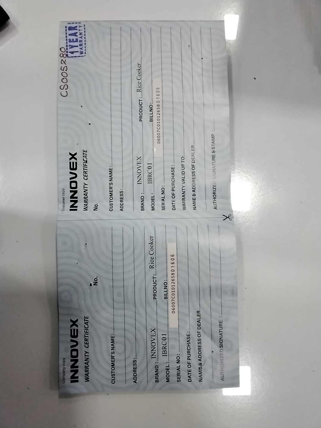 Warranty Front