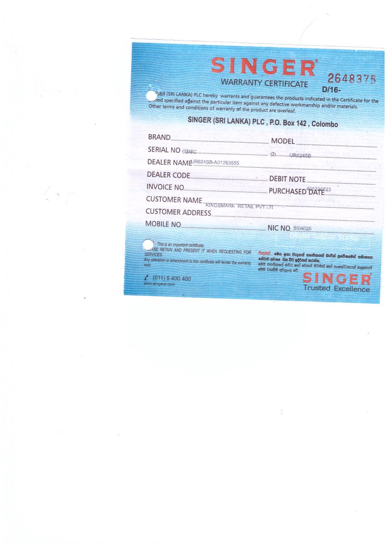 Warranty Front