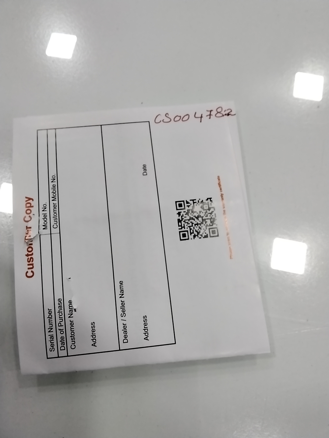 Warranty Front