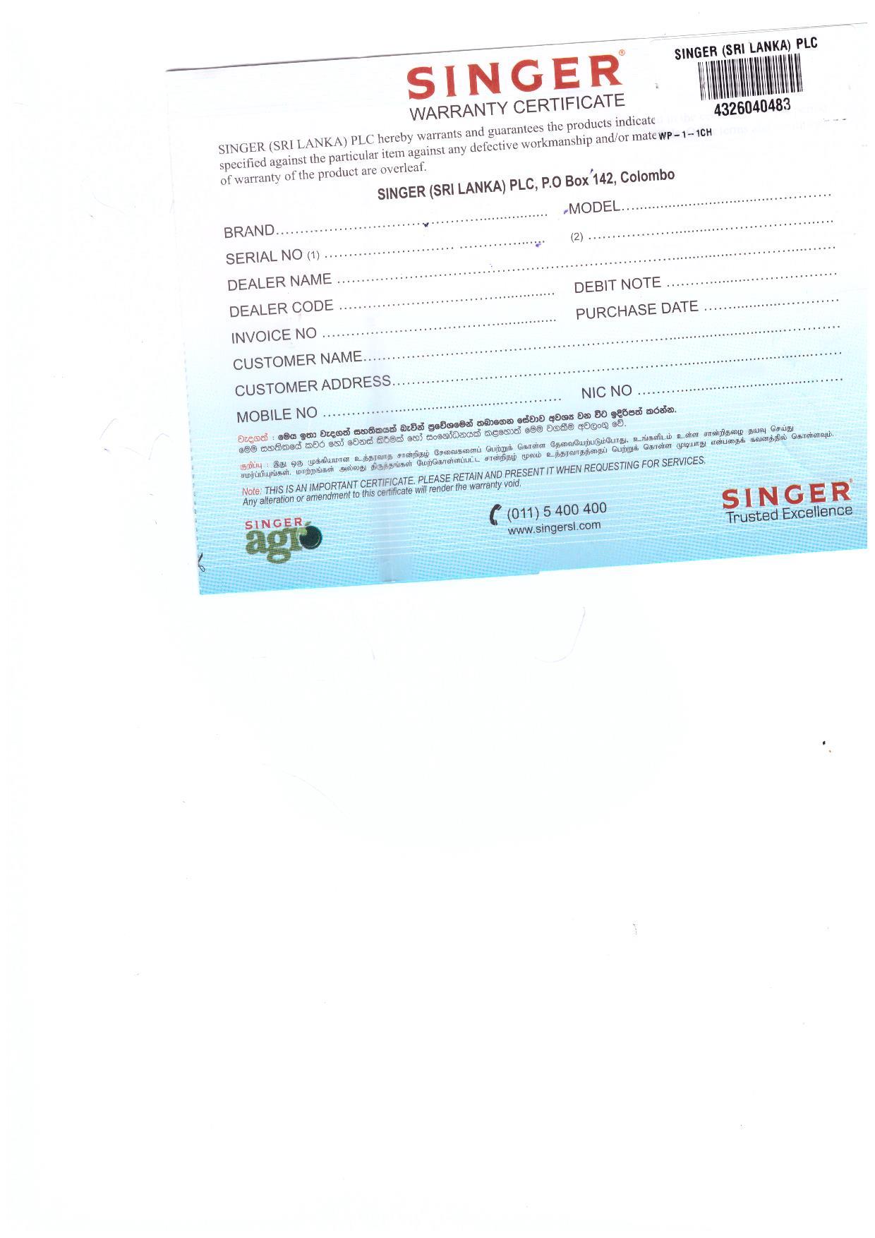Warranty Front