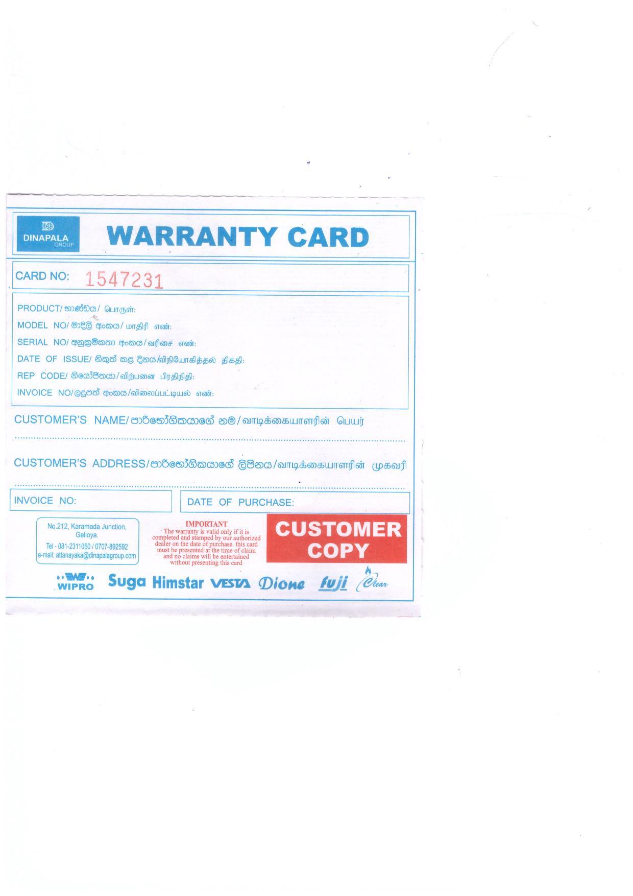 Warranty Front