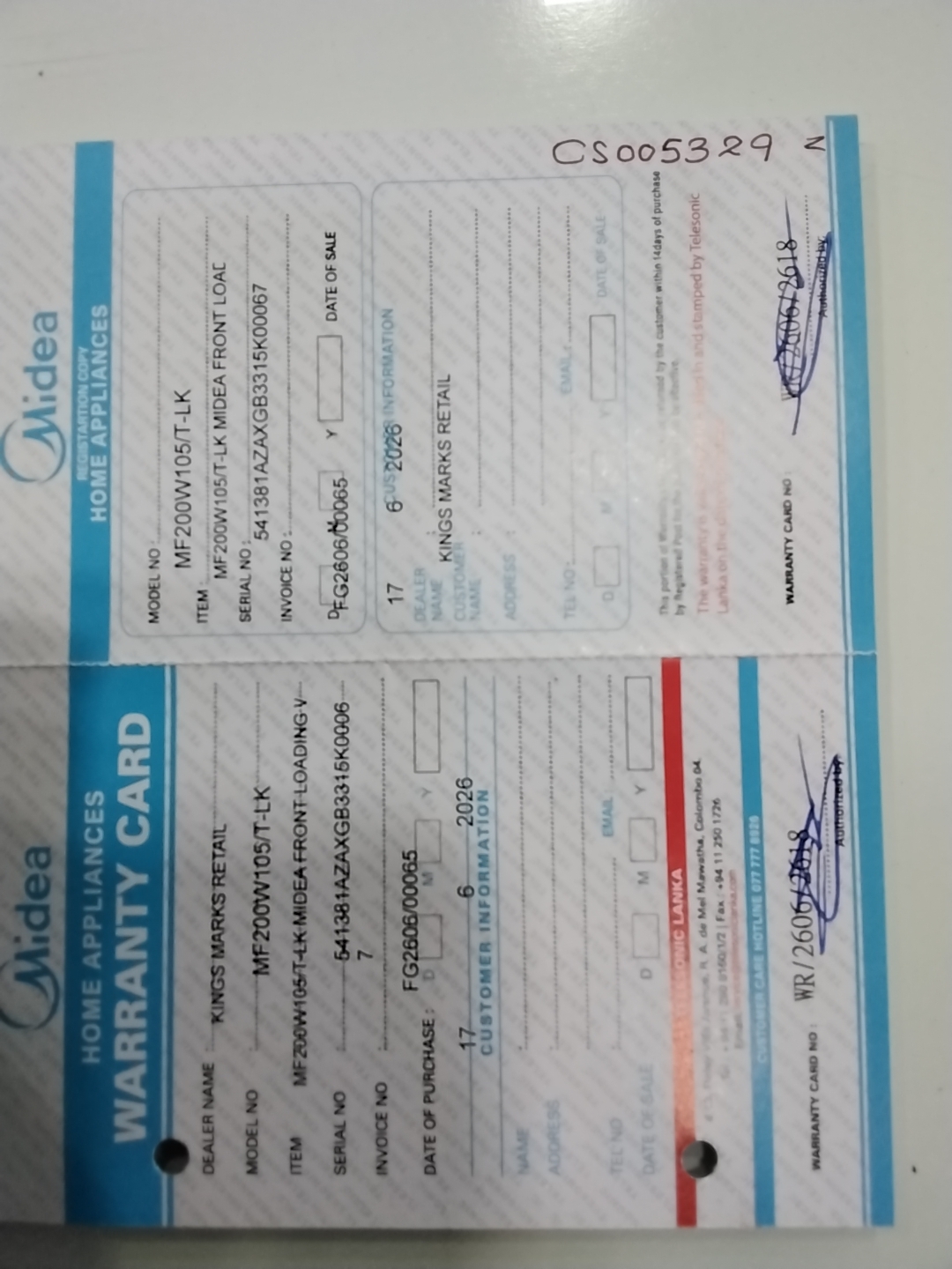 Warranty Front