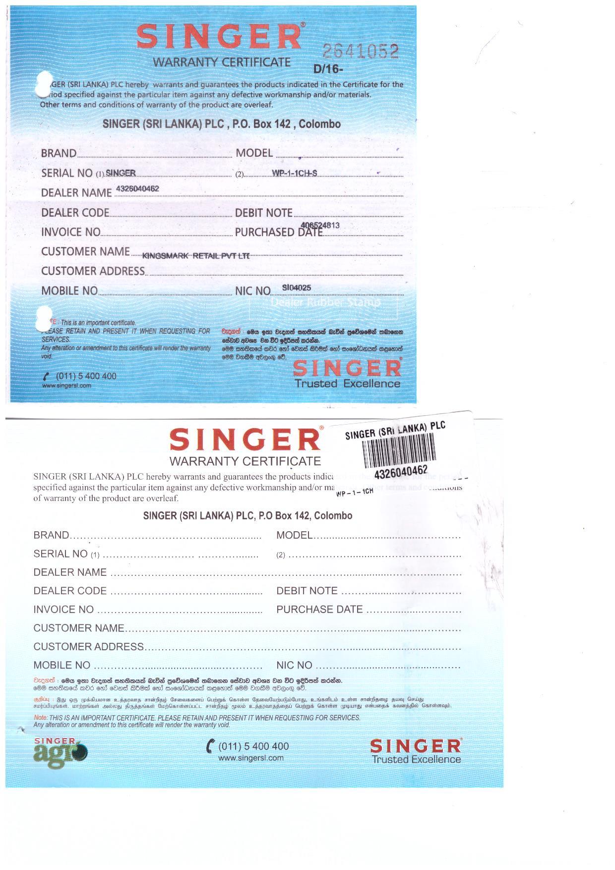 Warranty Front