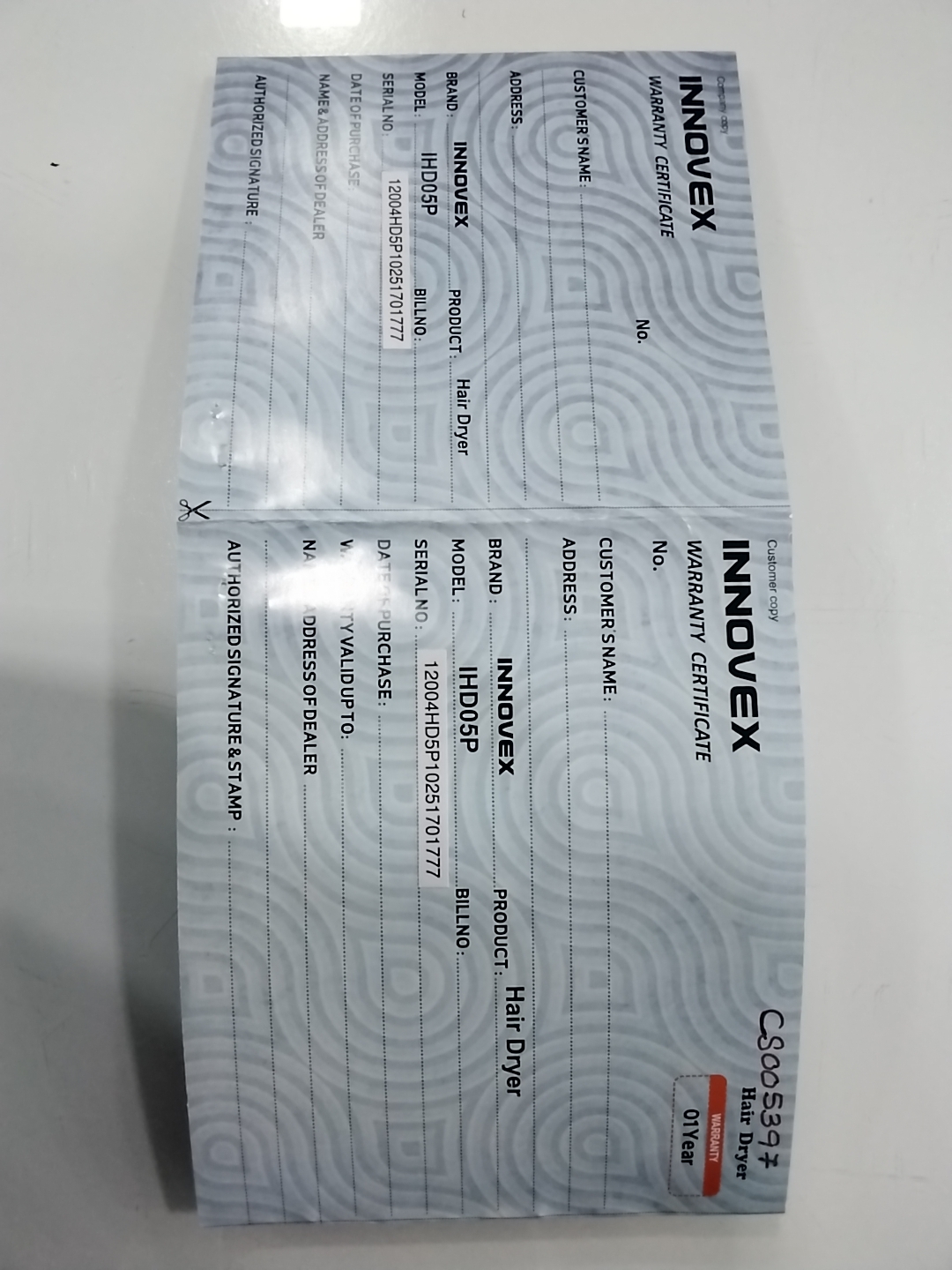 Warranty Front