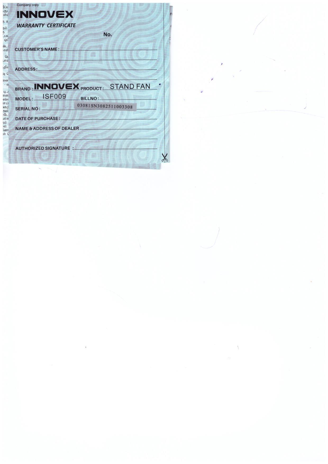 Warranty Front