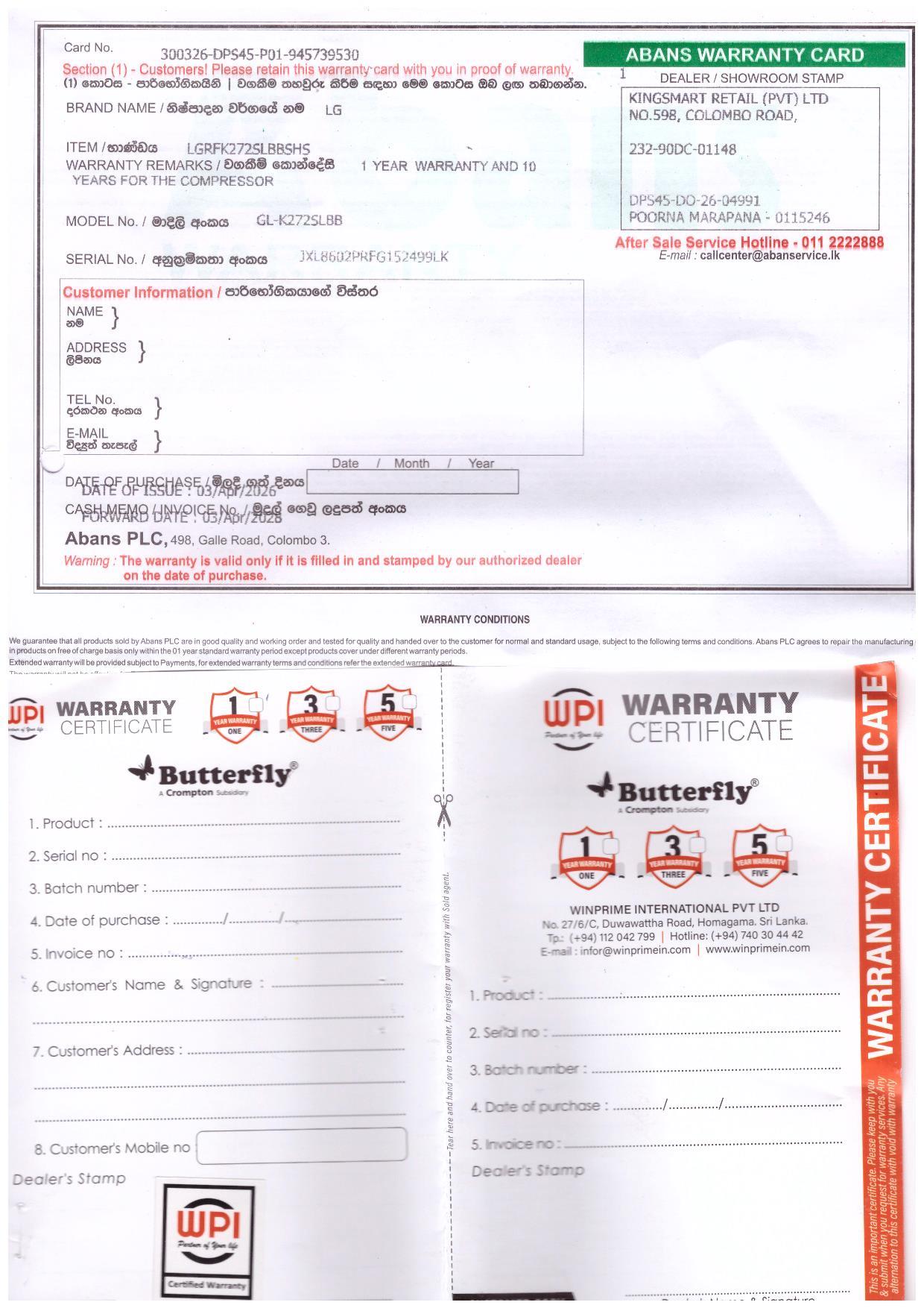 Warranty Front