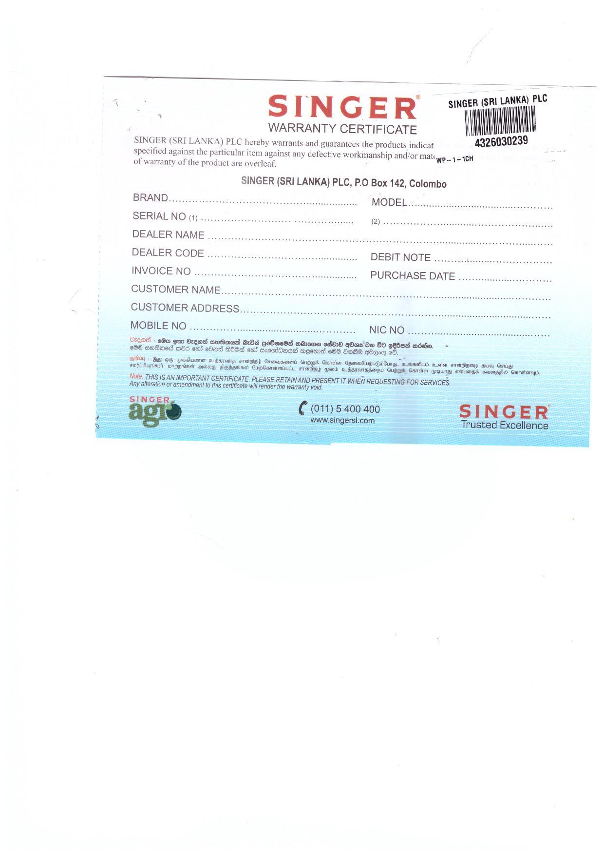 Warranty Front
