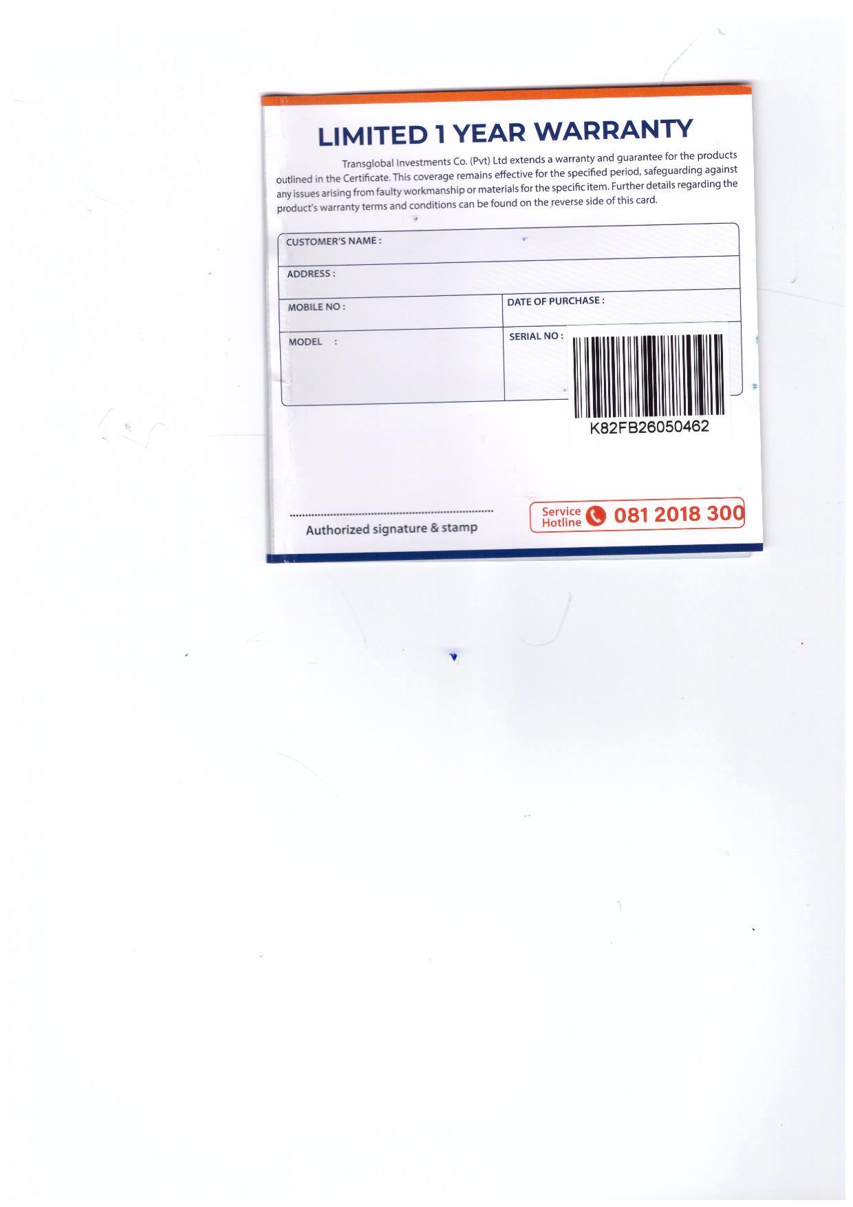 Warranty Front